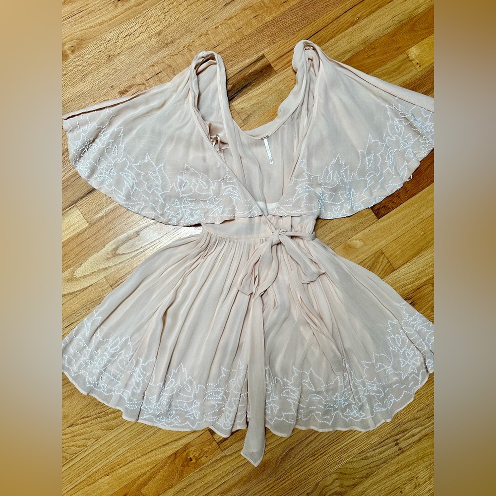 Free people mini dress light blush pink.